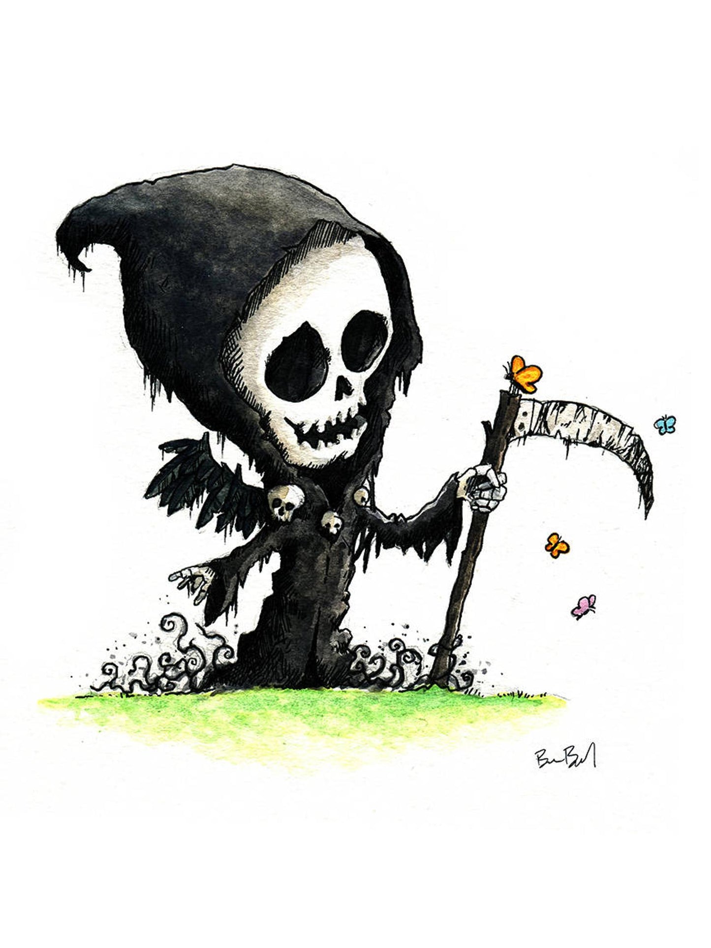 Grim Reaper and Butterflies Print